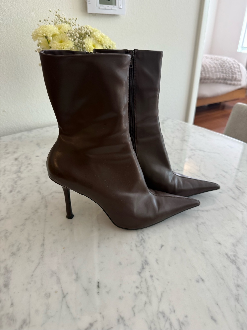 Women's Jeffrey Campbell Dark Brown Pointed Toe Stiletto Ankle Boots